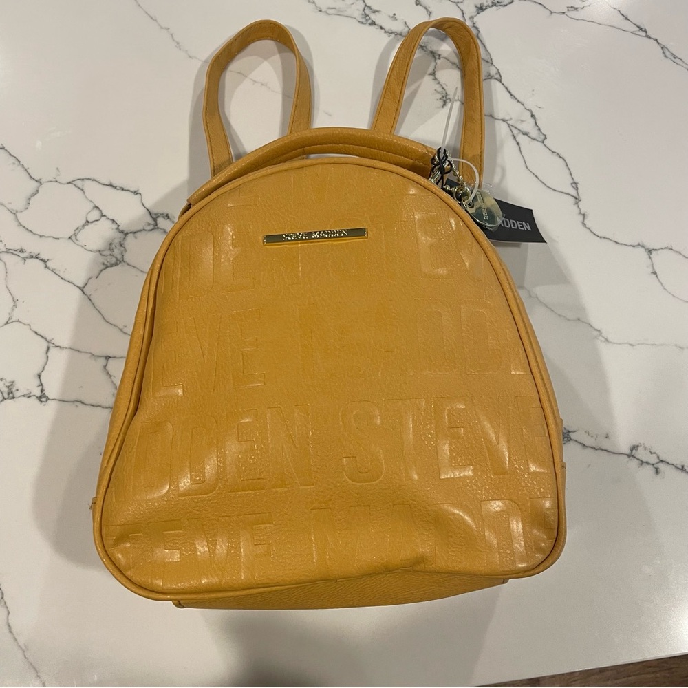 Steve Madden Mustard Logo Backpack